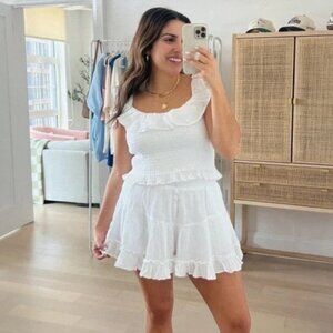 AE Off-The-Shoulder Smocked Top in White NEW